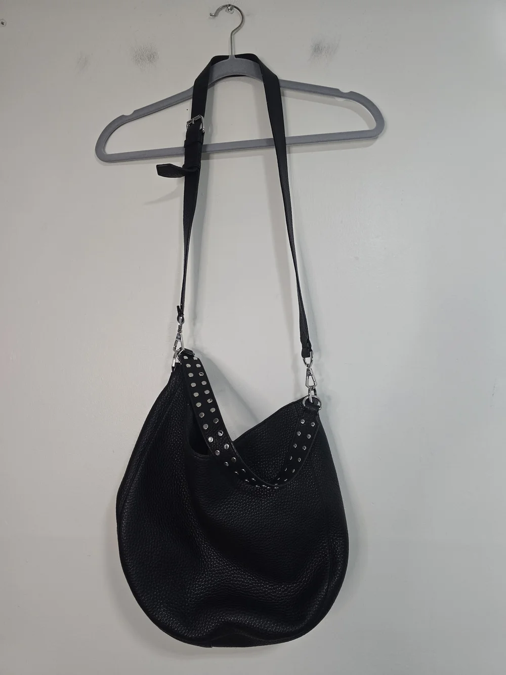 Rebecca Minkoff Black Pebbled Leather convertible hobo bag